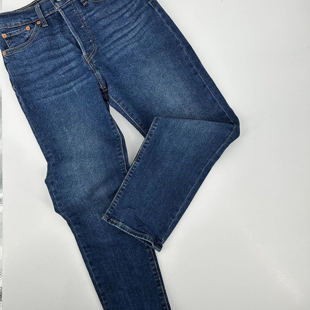 Levi’s Wedgie Straight Jeans Denim Button Fly Stretch Dark Wash Size 29